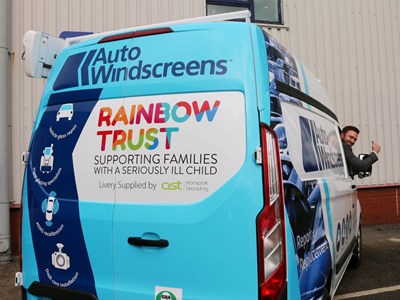 Auto Windscreens Rainbow Trust charity van